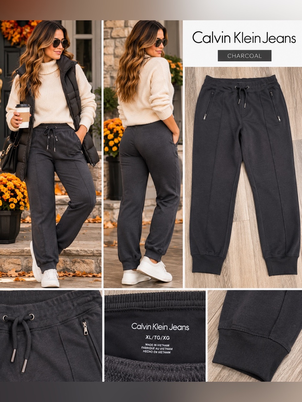 Calvin Klein Jeans Charcoal Drawstring Joggers for Women